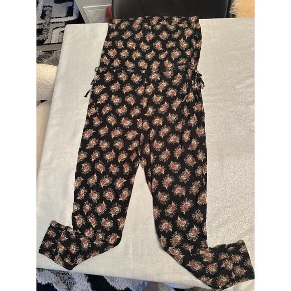 Ralph Lauren Denim & Supply Jumpsuit Black Floral Dark Whimsigoth Smocked Sz. M - Picture 1 of 6